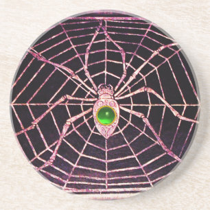 SPIDER EN WEB Green Emerald Black Zandsteen Onderzetter