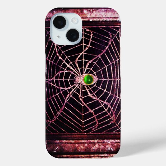 SPIDER EN WEB Green Emerald Gem Black Case-Mate iPhone Case (Achterkant)