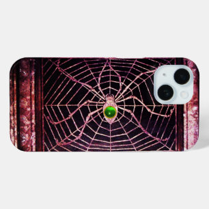 SPIDER EN WEB Green Emerald Gem Black iPhone 15 Case