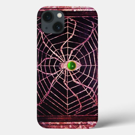SPIDER EN WEB Green Emerald Gem, zwart Case-Mate iPhone Case (Achterkant)