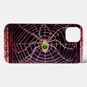 SPIDER EN WEB Green Emerald Gem, zwart Case-Mate iPhone Case (Achterkant (horizontaal))