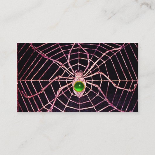 SPIDER EN WEB Green Emerald Gemstone Black Visitekaartje (Achterkant)