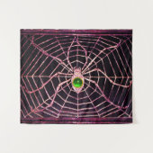 SPIDER EN WEB Green Emerald Gemstone Black Wandkleed (Voorkant (horizontaal))