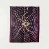 SPIDER EN WEB Green Emerald Gemstone Black Wandkleed (Voorkant)