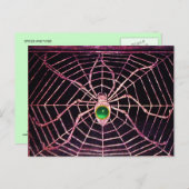 SPIDER en WEB Green Jade Black Briefkaart (Voorkant / Achterkant)
