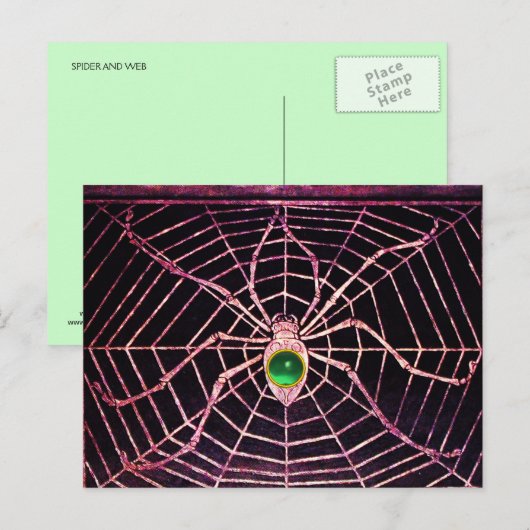 SPIDER en WEB Green Jade Black Briefkaart (Voorkant / Achterkant)