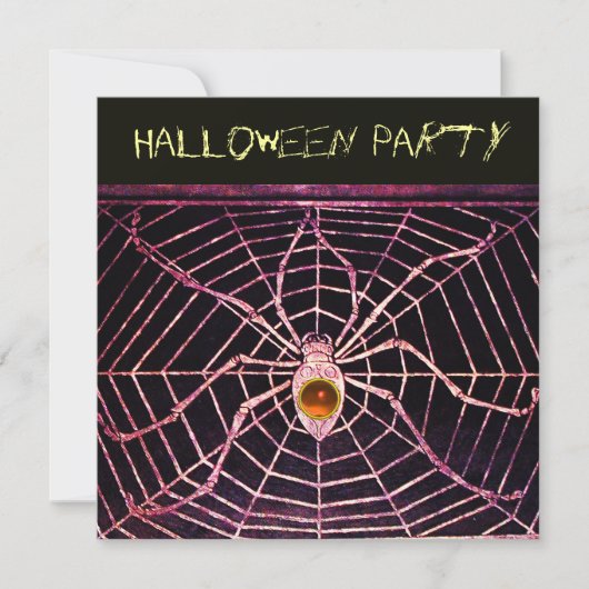 SPIDER EN WEB ORANJE AGATE BLACK HALLOWEEN PARTIJ KAART (Voorkant)