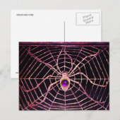SPIDER EN WEB Paars Amethyst Black Briefkaart (Voorkant / Achterkant)