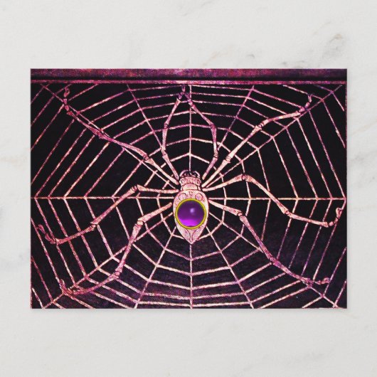 SPIDER EN WEB Paars Amethyst Black Briefkaart (Voorkant)