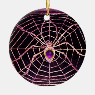 SPIDER EN WEB Paars Amethyst Black Keramisch Ornament