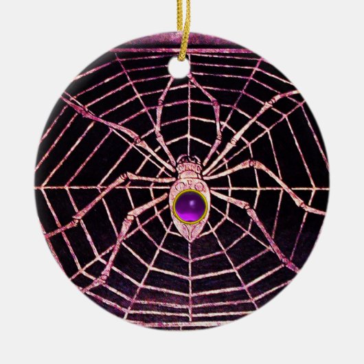 SPIDER EN WEB Paars Amethyst Black Keramisch Ornament (Voorkant)