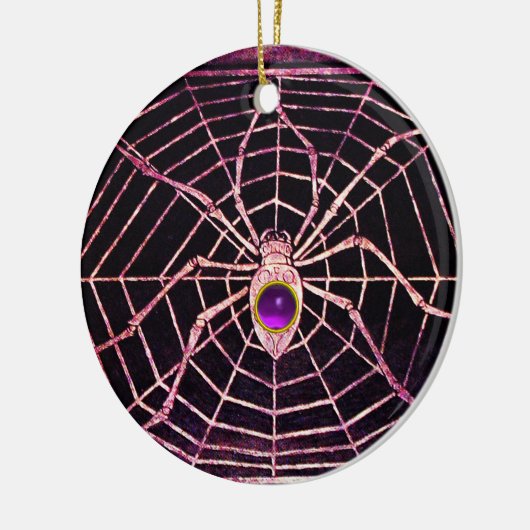 SPIDER EN WEB Paars Amethyst Black Keramisch Ornament (Links)