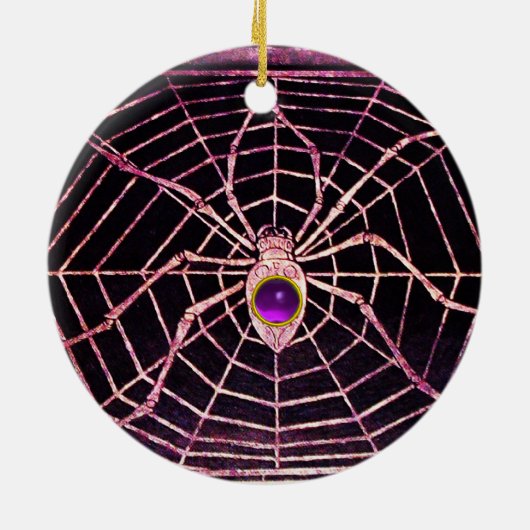 SPIDER EN WEB Paars Amethyst Black Keramisch Ornament (Achterkant)