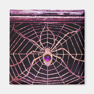 SPIDER EN WEB Paars Amethyst Black Magneet