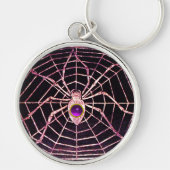 SPIDER EN WEB Paars Amethyst Black Sleutelhanger (Voorkant)