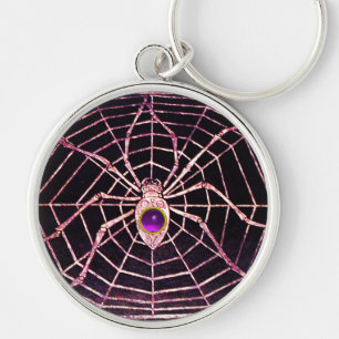 SPIDER EN WEB Paars Amethyst Black Sleutelhanger