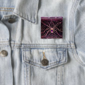 SPIDER EN WEB Paars Amethyst Black Vierkante Button 5,1 Cm (In situ)