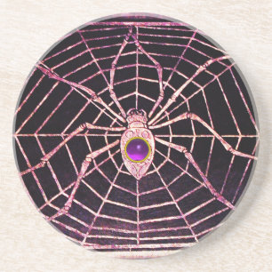 SPIDER EN WEB Paars Amethyst Black Zandsteen Onderzetter