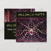 SPIDER EN WEB PAARSE AMETHYST ZWART HALLOWEEN PART KAART (Voorkant / Achterkant)