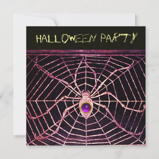 SPIDER EN WEB PAARSE AMETHYST ZWART HALLOWEEN PART KAART (Voorkant)