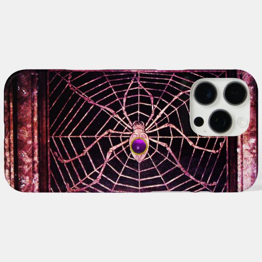 SPIDER en WEB Paarse Gemstone Black Case-Mate iPhone Case (Achterkant (horizontaal))
