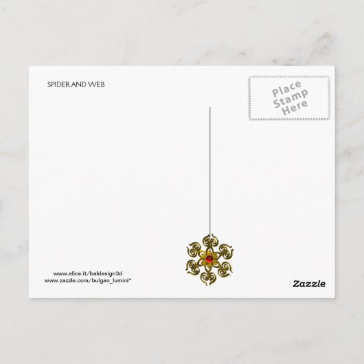 SPIDER en WEB Red Ruby Black Briefkaart (Achterkant)