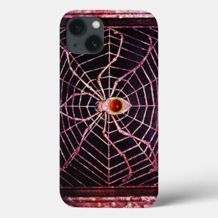 SPIDER en WEB Red Ruby Black iPhone 13 Hoesje