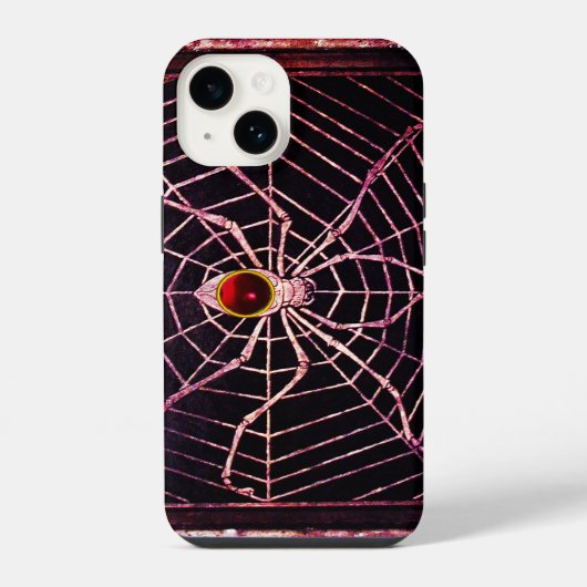 SPIDER en WEB Red Ruby Black iPhone Hoesje (Achterkant)