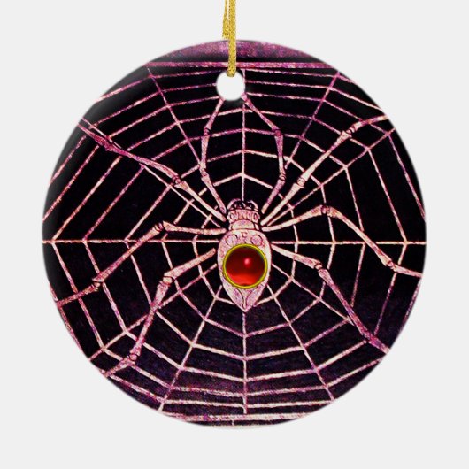 SPIDER en WEB Red Ruby Black Keramisch Ornament (Achterkant)