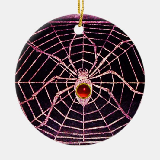 SPIDER en WEB Red Ruby Black Keramisch Ornament (Voorkant)