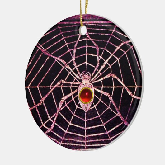 SPIDER en WEB Red Ruby Black Keramisch Ornament (Links)