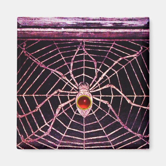 SPIDER en WEB Red Ruby Black Magneet (Voorkant)