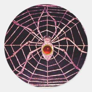 SPIDER en WEB Red Ruby Black Ronde Sticker