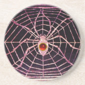 SPIDER en WEB Red Ruby Black Zandsteen Onderzetter (Voorkant)