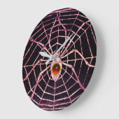SPIDER en WEB Red Ruby Gemstenen Black Grote Klok (Hoek)