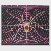 SPIDER en WEB Red Ruby Gemstone Black Cadeaupapier (Vlak)