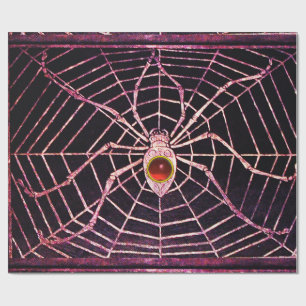 SPIDER en WEB Red Ruby Gemstone Black Cadeaupapier