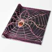 SPIDER en WEB Red Ruby Gemstone Black Cadeaupapier (Uitgerold)