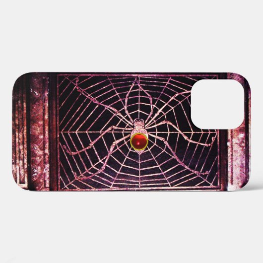 SPIDER en WEB Red Ruby Gemstone Black Case-Mate iPhone Case (Achterkant (horizontaal))