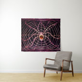 SPIDER en WEB Red Ruby Gemstone Black Wandkleed (In Situ (horizontaal))