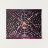 SPIDER en WEB Red Ruby Gemstone Black Wandkleed (Voorkant (horizontaal))