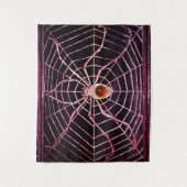 SPIDER en WEB Red Ruby Gemstone Black Wandkleed (Voorkant)