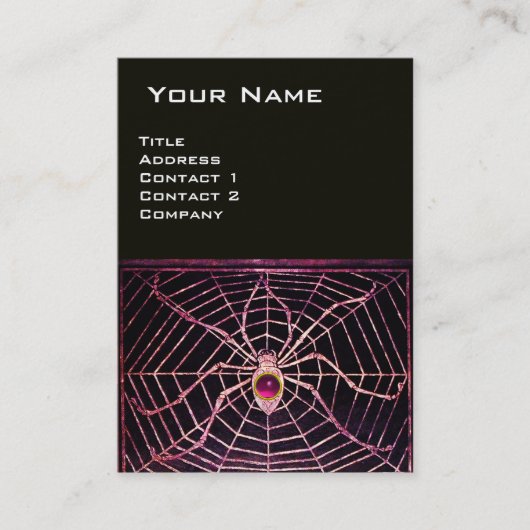 SPIDER en WEB Roze Fuchsia Paars Amethyst Black Visitekaartje (Voorkant)