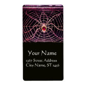SPIDER en WEB Roze Fuchsia Ruby Black Etiket (Voorkant)
