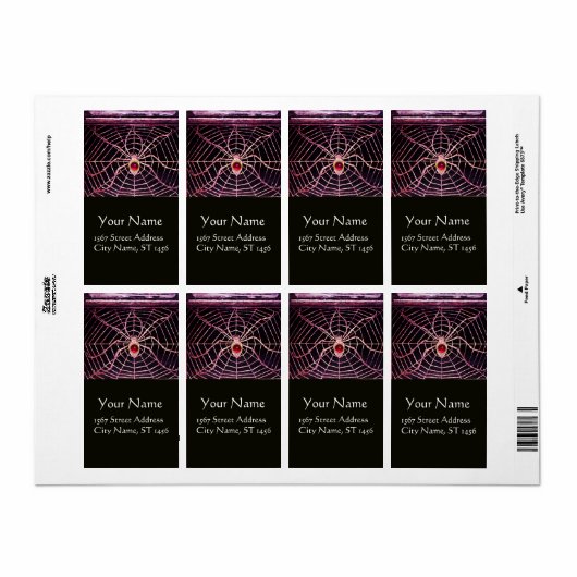 SPIDER en WEB Roze Fuchsia Ruby Black Etiket (Full Sheet)