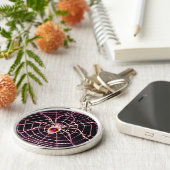SPIDER en WEB Roze Fuchsia Ruby Black Sleutelhanger (Zijkant)