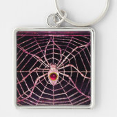 SPIDER en WEB Roze Fuchsia Ruby Black Sleutelhanger (Voorkant)