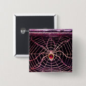 SPIDER en WEB Roze Fuchsia Ruby Black Vierkante Button 5,1 Cm (Voorkant /achterkant)