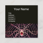 SPIDER EN WEB Roze Fuchsia Ruby Gemstone Black Vierkante Visitekaartje (Voorkant)