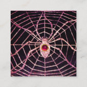 SPIDER EN WEB Roze Fuchsia Ruby Gemstone Black Vierkante Visitekaartje (Achterkant)